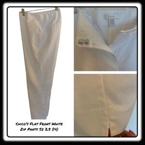 Chicos white front-zip ankle lightweight pants sz 2.5 (approx sz 14)